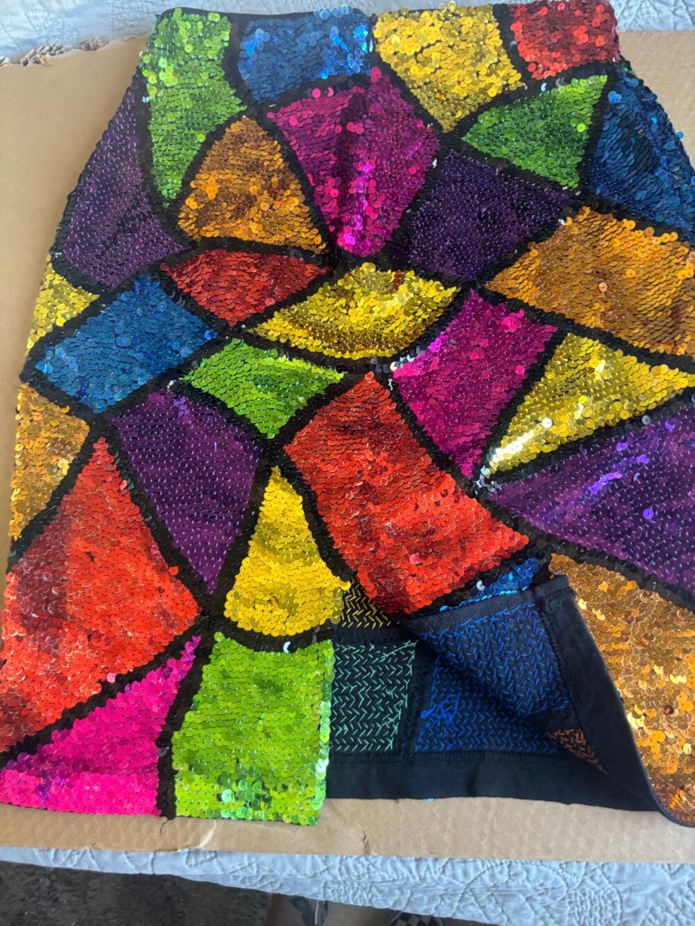 Mosaic Sequin Skirt / Stained Glass Sequined Skirt